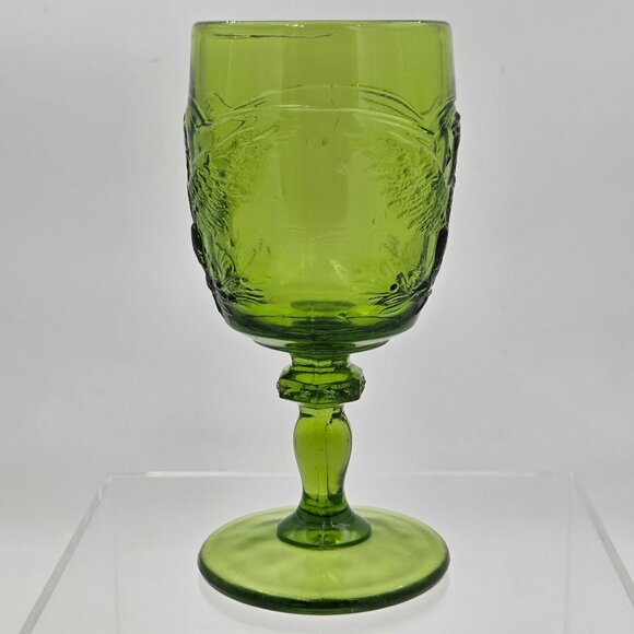 L. E. Smith Glass Green American Eagle Pressed Glass Water Goblet 1965–70 8 oz - Picture 5 of 7